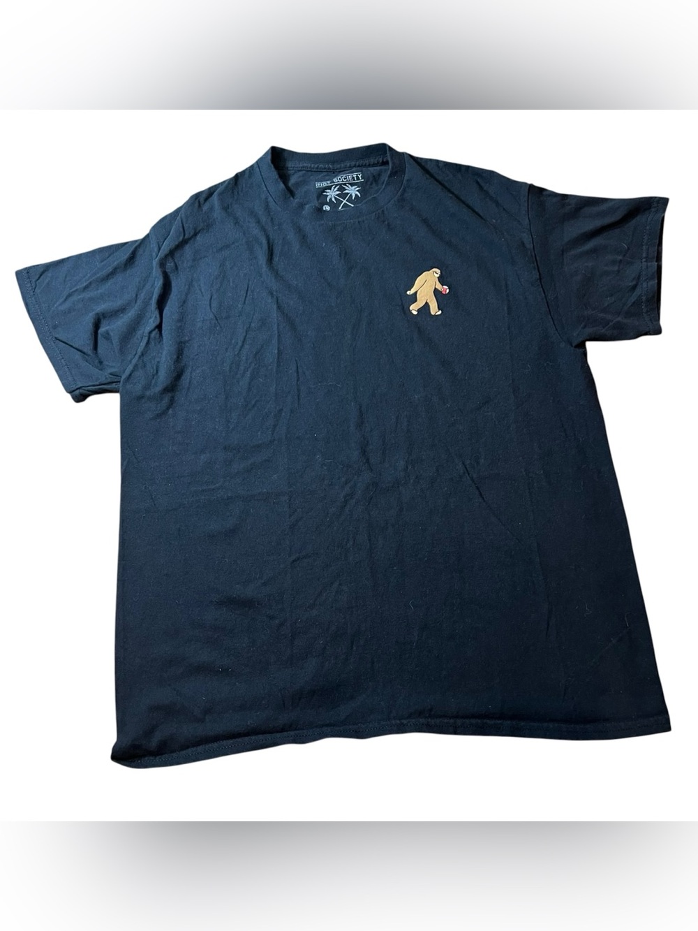 riot society Black Tee with Small Brown Ape Patch